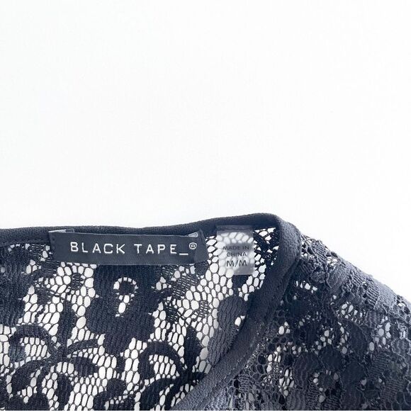 Black Tape_ Leopard Top Blouse Lace Inserts Bell Sleeves Women's M - Picture 5 of 9